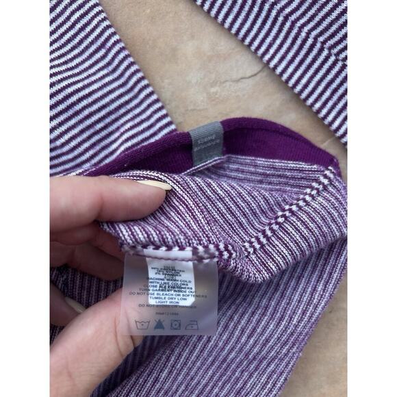 Title Nine Womens Purple Striped Mock neck Sweater Small Activewear - Picture 3 of 4